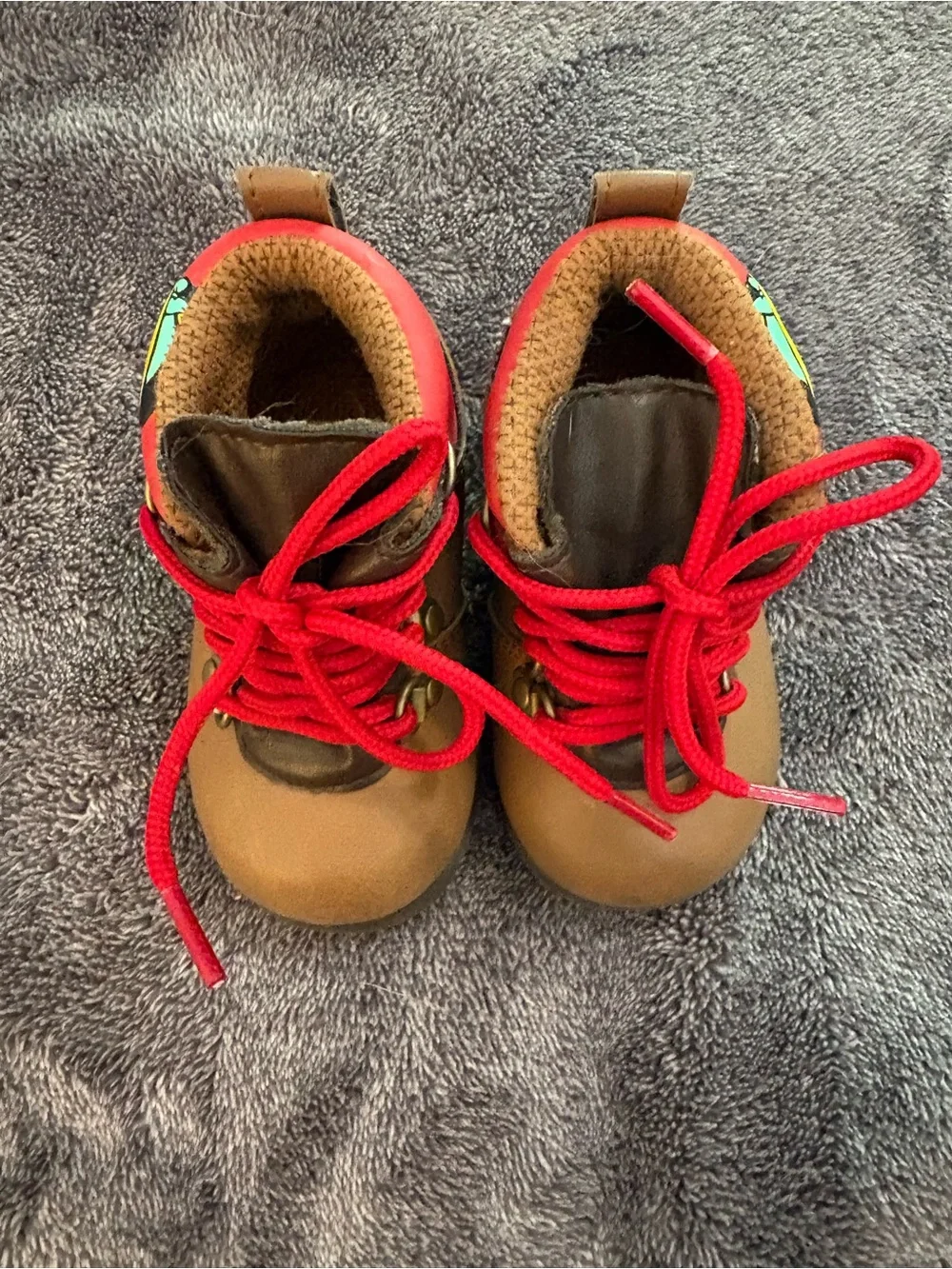 Vintage Disney Baby Minnie Mouse Chestnut Brown Hiking Boots Size 3 Months